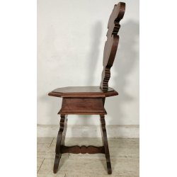 ANTICA COPPIA SEDIA SGABELLI Rinascimento EPOCA 800 Old Chair LEGNO NOCE TRONO
