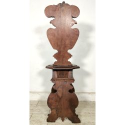 ANTICA COPPIA SEDIA SGABELLI Rinascimento EPOCA 800 Old Chair LEGNO NOCE TRONO