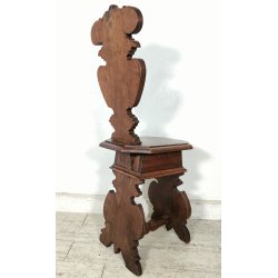 ANTICA COPPIA SEDIA SGABELLI Rinascimento EPOCA 800 Old Chair LEGNO NOCE TRONO
