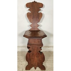 ANTICA COPPIA SEDIA SGABELLI Rinascimento EPOCA 800 Old Chair LEGNO NOCE TRONO