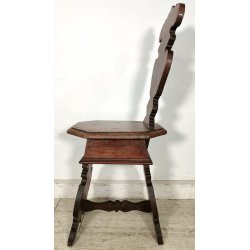 ANTICA COPPIA SEDIA SGABELLI Rinascimento EPOCA 800 Old Chair LEGNO NOCE TRONO