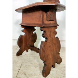ANTICA COPPIA SEDIA SGABELLI Rinascimento EPOCA 800 Old Chair LEGNO NOCE TRONO