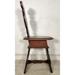ANTICA COPPIA SEDIA SGABELLI Rinascimento EPOCA 800 Old Chair LEGNO NOCE TRONO