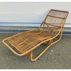 Chaise Longue RATTAN VIMINI BAMBU x SET GIARDINO Design Anni 60 SEDIA SDRAIO