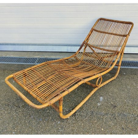 Chaise Longue RATTAN VIMINI BAMBU x SET GIARDINO Design Anni 60 SEDIA SDRAIO