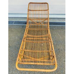 Chaise Longue RATTAN VIMINI BAMBU x SET GIARDINO Design Anni 60 SEDIA SDRAIO