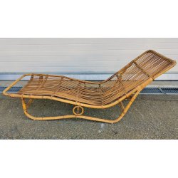 Chaise Longue RATTAN VIMINI BAMBU x SET GIARDINO Design Anni 60 SEDIA SDRAIO