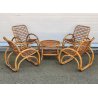 SET GIARDINO RATTAN 4 POLTRONE + 1 TAVOLINO Design Anni 60 VIMINI BAMBU sedie