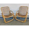 SET GIARDINO RATTAN 4 POLTRONE + 1 TAVOLINO Design Anni 60 VIMINI BAMBU sedie