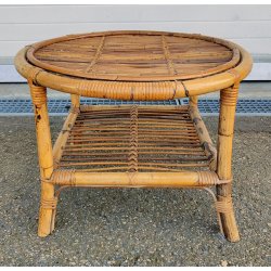 SET GIARDINO RATTAN 4 POLTRONE + 1 TAVOLINO Design Anni 60 VIMINI BAMBU sedie