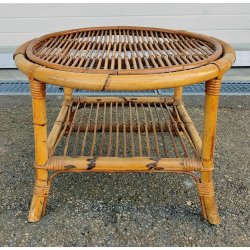 SET GIARDINO RATTAN 4 POLTRONE + 1 TAVOLINO Design Anni 60 VIMINI BAMBU sedie