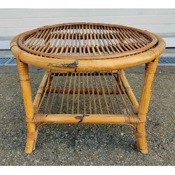 SET GIARDINO RATTAN 4 POLTRONE + 1 TAVOLINO Design Anni 60 VIMINI BAMBU sedie