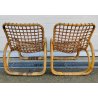 SET GIARDINO RATTAN 4 POLTRONE + 1 TAVOLINO Design Anni 60 VIMINI BAMBU sedie