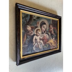 ANTICO DIPINTO OLIO RELIGIOSO SACRA FAMIGLIA MARIA Gesù SAN GIOVANNI SANT' ANNA