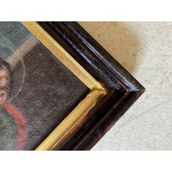 ANTICO DIPINTO OLIO RELIGIOSO SACRA FAMIGLIA MARIA Gesù SAN GIOVANNI SANT' ANNA