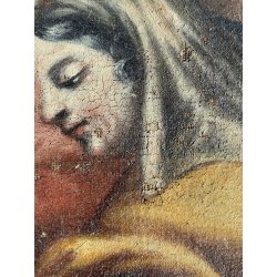 ANTICO DIPINTO OLIO RELIGIOSO SACRA FAMIGLIA MARIA Gesù SAN GIOVANNI SANT' ANNA