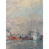 QUADRO DIPINTO OLIO N 1467 Eraldo Coda PAESAGGIO MARINA AMBURGO "Nel porto" 1955