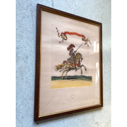 ANTICA COPPIA LITOGRAFIE FIGURE CAVALIERI A CAVALLO MUSEE LOUVRE CHALCOGRAPHE