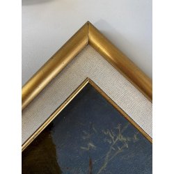 ANTICO QUADRO OLIO TAVOLA A. Soressi GENERE PAESAGGIO PASTORELLE GREGGE CAPRA