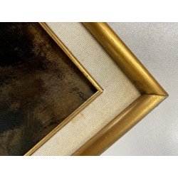 ANTICO QUADRO OLIO TAVOLA A. Soressi GENERE PAESAGGIO PASTORELLE GREGGE CAPRA