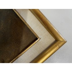 ANTICO QUADRO OLIO TAVOLA A. Soressi GENERE PAESAGGIO PASTORELLE GREGGE CAPRA