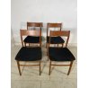 LOTTO 4 SEDIE VINTAGE ANNI 60 DANESI LEGNO SEDUTA STOFFA NERA TAVOLO PRANZO