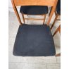 LOTTO 4 SEDIE VINTAGE ANNI 60 DANESI LEGNO SEDUTA STOFFA NERA TAVOLO PRANZO