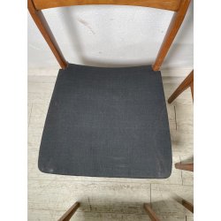 LOTTO 4 SEDIE VINTAGE ANNI 60 DANESI LEGNO SEDUTA STOFFA NERA TAVOLO PRANZO
