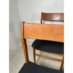 LOTTO 4 SEDIE VINTAGE ANNI 60 DANESI LEGNO SEDUTA STOFFA NERA TAVOLO PRANZO