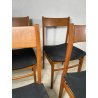 LOTTO 4 SEDIE VINTAGE ANNI 60 DANESI LEGNO SEDUTA STOFFA NERA TAVOLO PRANZO