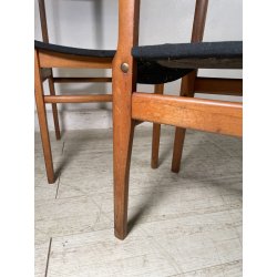 LOTTO 4 SEDIE VINTAGE ANNI 60 DANESI LEGNO SEDUTA STOFFA NERA TAVOLO PRANZO