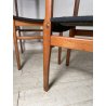 LOTTO 4 SEDIE VINTAGE ANNI 60 DANESI LEGNO SEDUTA STOFFA NERA TAVOLO PRANZO
