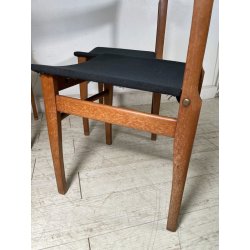 LOTTO 4 SEDIE VINTAGE ANNI 60 DANESI LEGNO SEDUTA STOFFA NERA TAVOLO PRANZO