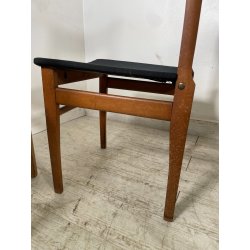 LOTTO 4 SEDIE VINTAGE ANNI 60 DANESI LEGNO SEDUTA STOFFA NERA TAVOLO PRANZO