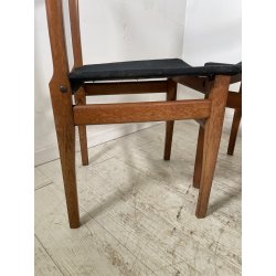 LOTTO 4 SEDIE VINTAGE ANNI 60 DANESI LEGNO SEDUTA STOFFA NERA TAVOLO PRANZO