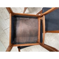 LOTTO 4 SEDIE VINTAGE ANNI 60 DANESI LEGNO SEDUTA STOFFA NERA TAVOLO PRANZO