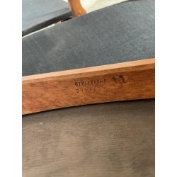 LOTTO 4 SEDIE VINTAGE ANNI 60 DANESI LEGNO SEDUTA STOFFA NERA TAVOLO PRANZO