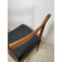 LOTTO 4 SEDIE VINTAGE ANNI 60 DANESI LEGNO SEDUTA STOFFA NERA TAVOLO PRANZO