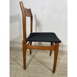 LOTTO 4 SEDIE VINTAGE ANNI 60 DANESI LEGNO SEDUTA STOFFA NERA TAVOLO PRANZO