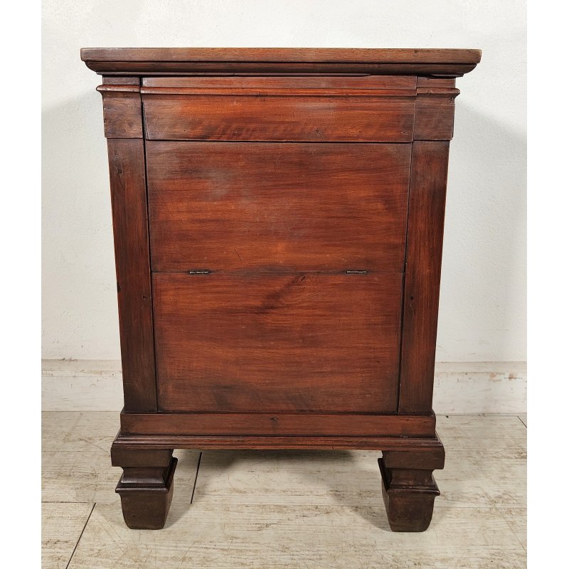 ANTICO COMODINO COMODA epoca 800 legno noce 2 VANI Anta Ribalta OLD NIGHTSTAND