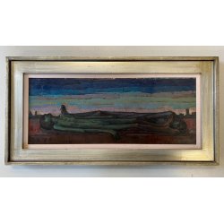 QUADRO DIPINTO OLIO F. Ferlenga ASTRATTO FIGURE DISTESE ARTE CONTEMPORANEA '71