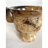 ANTICO VASO ALABASTRO RITUALE CINESE PRESE LATERALI DECORO INCISO DRAGHI 11 cm/h