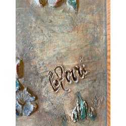 ANTICO BASSORILIEVO PLACCA DECORATIVA GESSO SCENA GENERE DANZA MUSICA ALPI '900