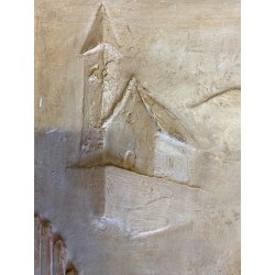 ANTICO BASSORILIEVO PLACCA DECORATIVA GESSO SCENA GENERE DANZA MUSICA ALPI '900