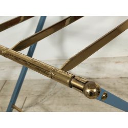 ANTICO PORTA VALIGIE HOTEL anni 60 PIEGHEVOLE Azzurro Oro REGGI VALIGIA ALBERGO