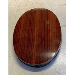 VASSOIO OVALE CENTROTAVOLA ARGENTATO BASE LEGNO MOGANO DESIGN MID CENTURY MODERN