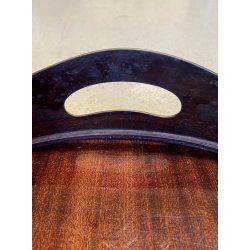 VASSOIO OVALE CENTROTAVOLA ARGENTATO BASE LEGNO MOGANO DESIGN MID CENTURY MODERN