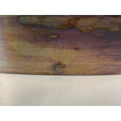 VASSOIO OVALE CENTROTAVOLA ARGENTATO BASE LEGNO MOGANO DESIGN MID CENTURY MODERN