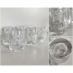 SET 6 BICCHIERI WHISKY GIN CRISTALLO MOLATO M. Varisco TV STEMMA ARALDICO 3 GRU