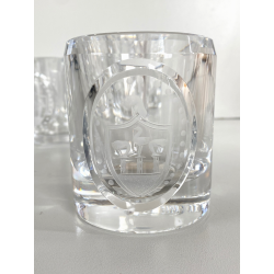 SET 6 BICCHIERI WHISKY GIN CRISTALLO MOLATO M. Varisco TV STEMMA ARALDICO 3 GRU